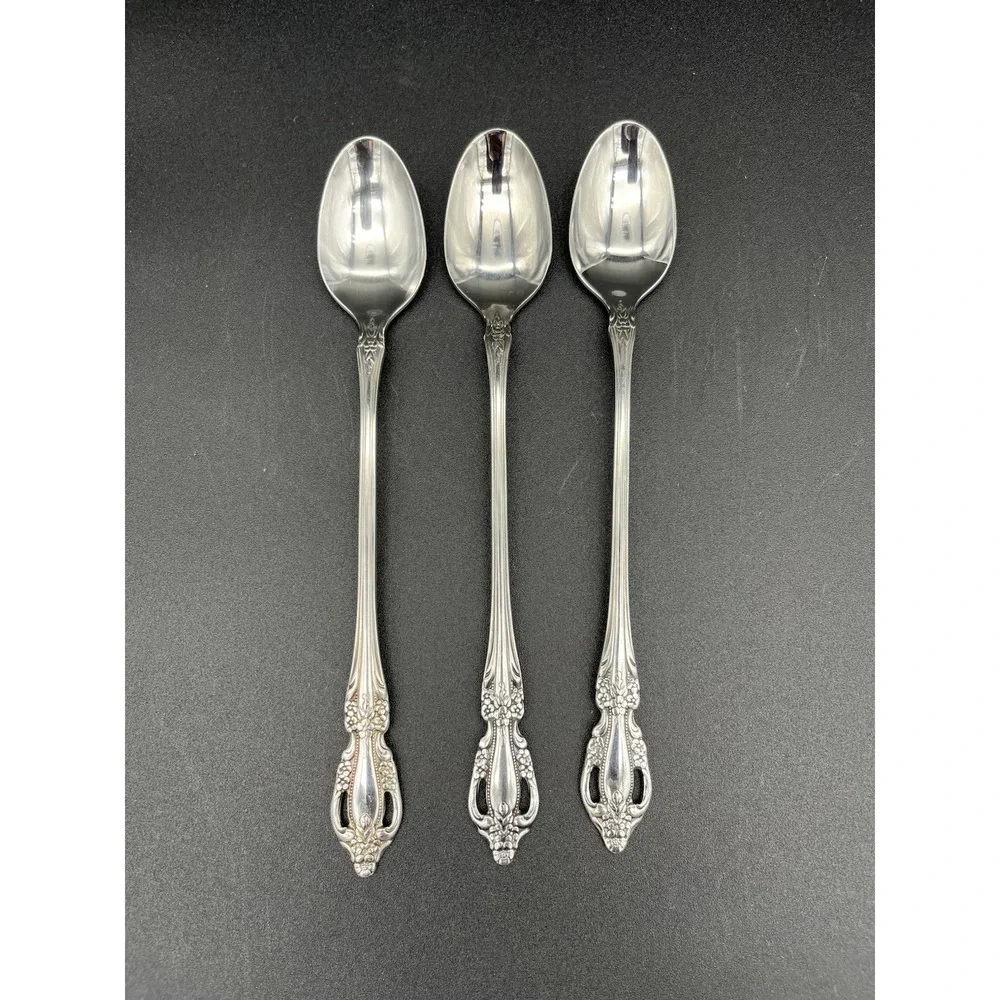 Brahms Stainless Iced Tea Spoons 3 Piece Set Oneida Silver Distinction Plus